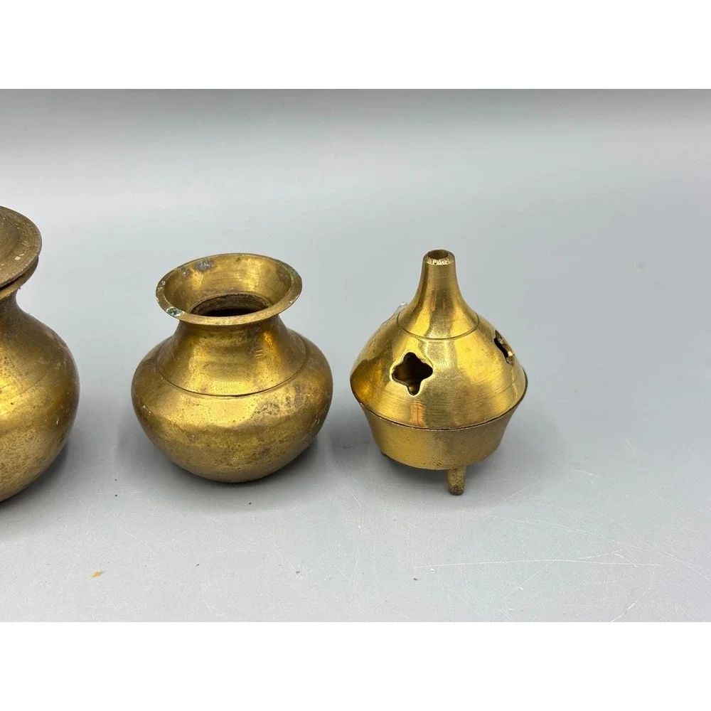Vtg Brass Copper Miniature‎ Vases and Incense Burners Lot Home Decor